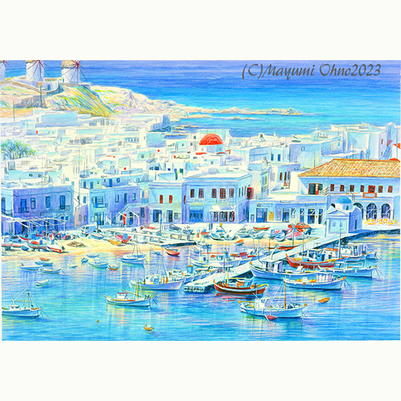 額装絵画☆イタリアで版画化☆ポルトフィーノ ヨーロッパ 地中海 夕景