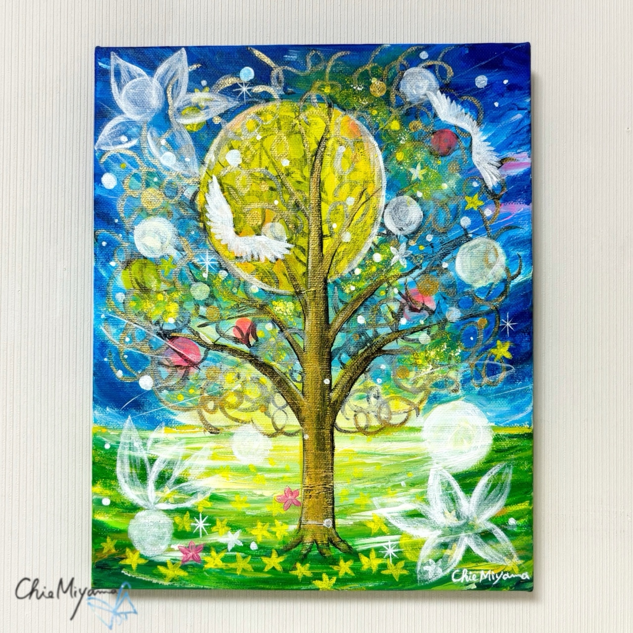 原画 抽象画 【空の光を浴びて】青空 空 光 ブルー 青 おしゃれ モダン