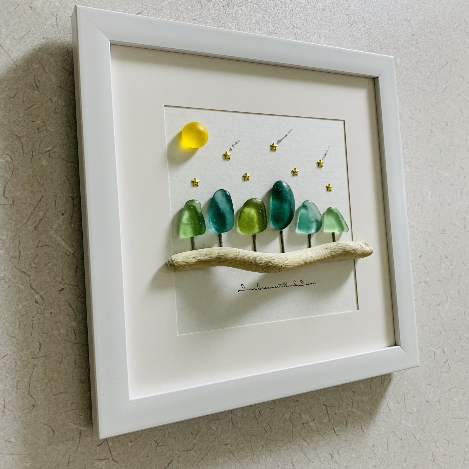 シーグラスアート 癒しの森 月 星 インテリア雑貨 壁掛け 置物 北欧