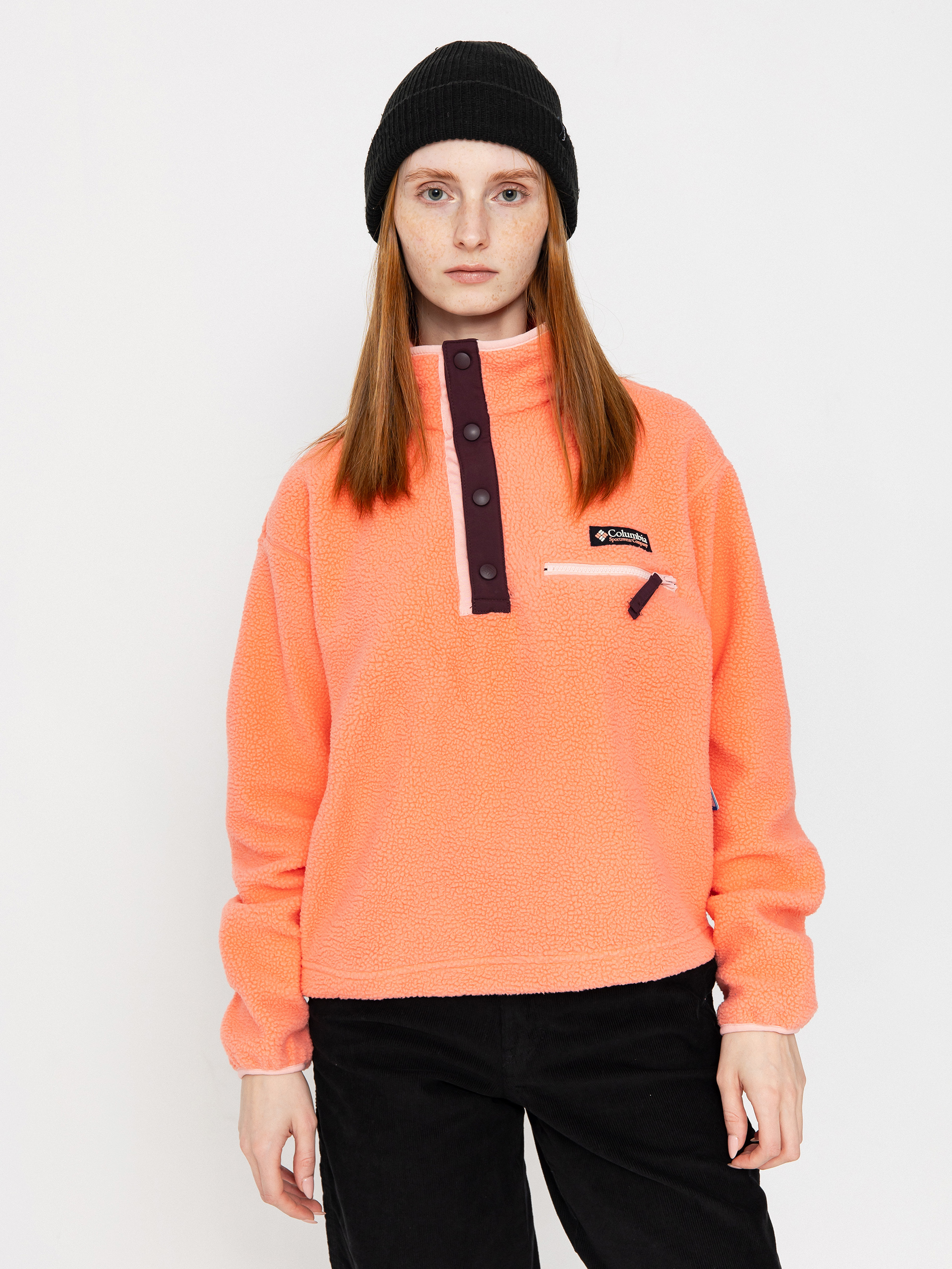 Columbia Helvetia II Cropped Half Snap Wmn Fleece - pink (alpenglow)