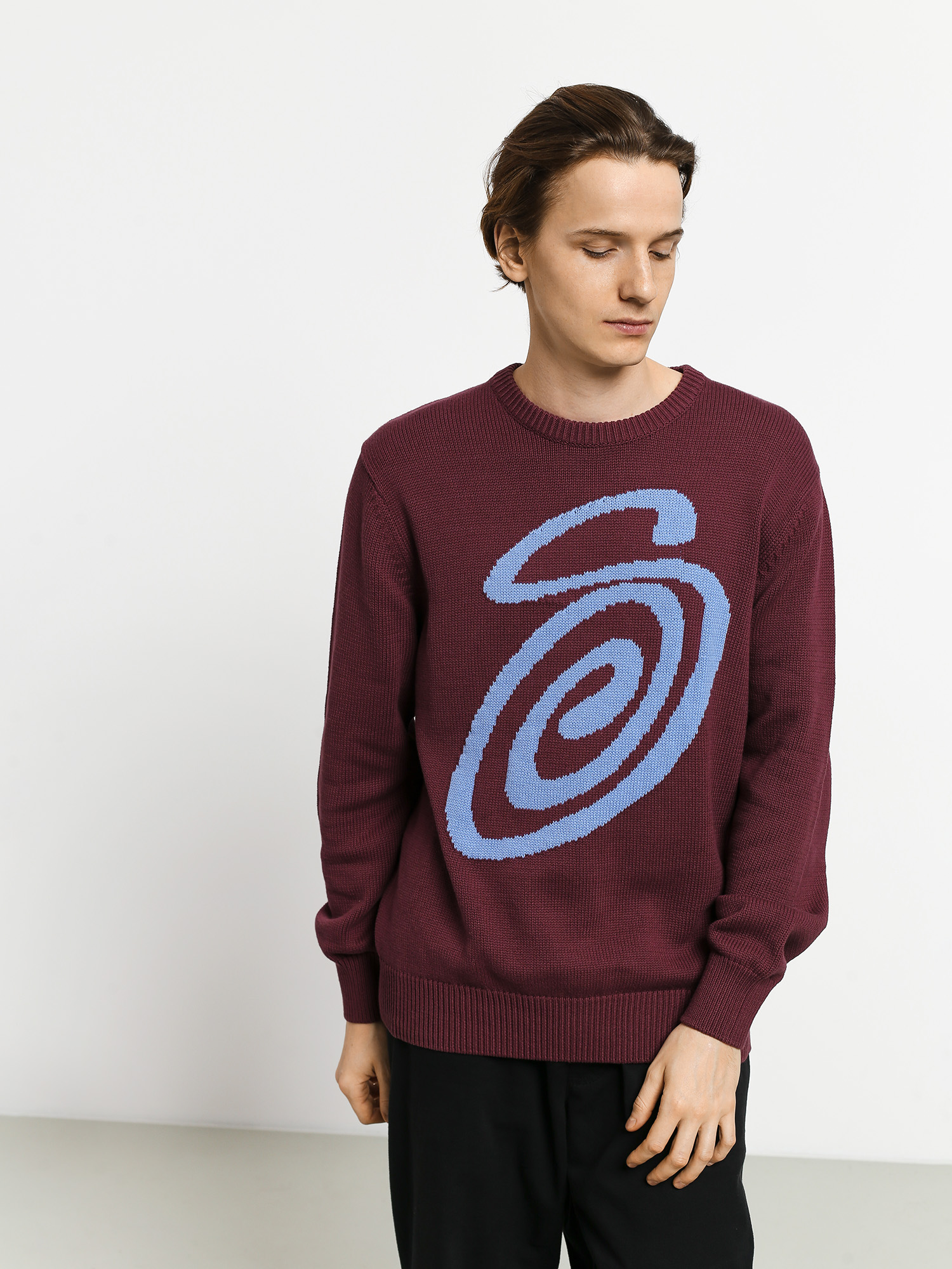 Stussy Curly S Sweater - burgundy (burgundy)
