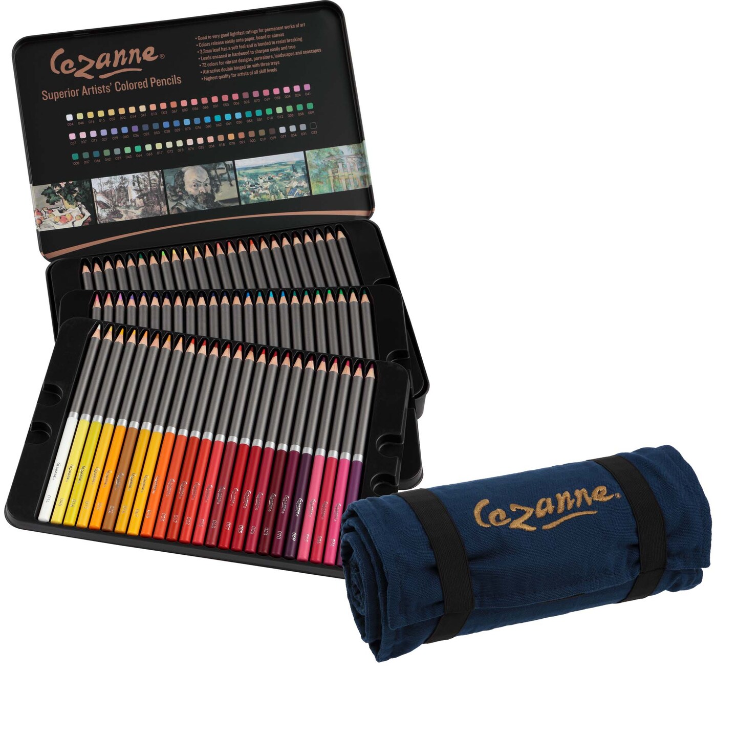 Cezanne Sets of Professional Colored Pencils with Canvas Roll-Up