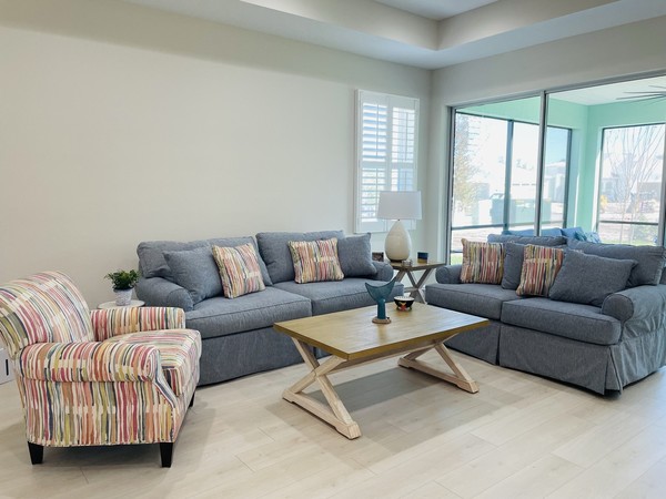 Cindy Crawford Beachside Walk Denim Blue Cotton Fabric Premium