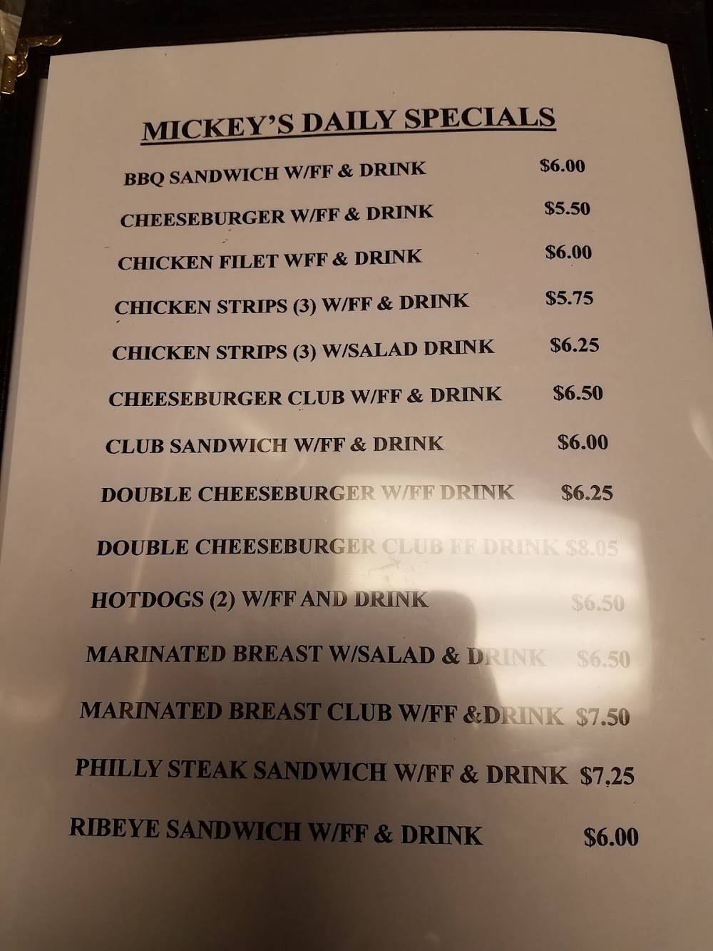 Mickey's Menu (Updated 2026)