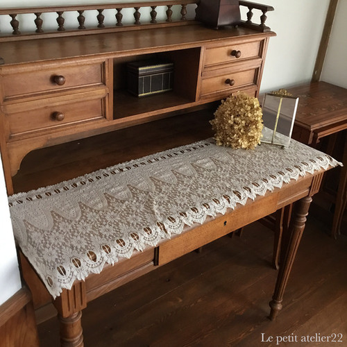 フランス アンティーク レース カフェカーテン/チェストカバー ライト