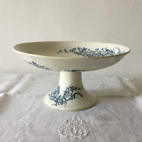 フランス ロンウィ アンティーク コンポート皿 コンポティエ 22 cm