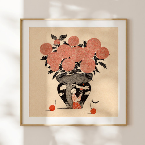 Evening Light (print) - Sugimoto Sanae 杉本さなえ | two persimmons