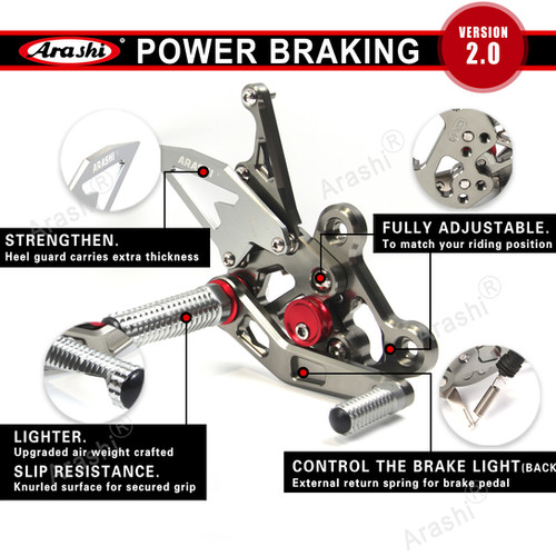 Arashi V2.0 Adjustable Rearsets For KAWASAKI NINJA ZX-6R ZX6R