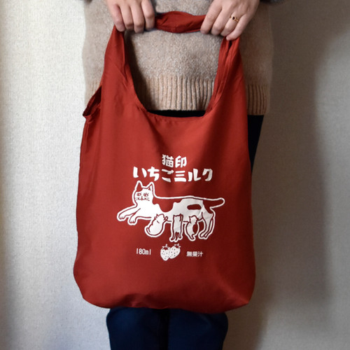 猫印いちごミルクお遣い袋（エコバッグ） | seiyosha