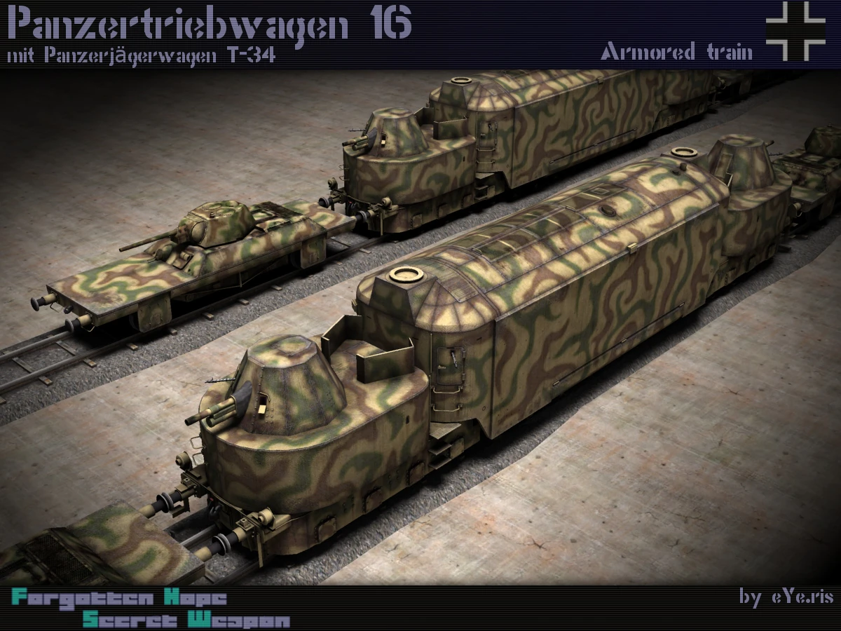 Panzertriebwagen 16 mit Panzerjägerwagen T-34 | Forgotten Hope
