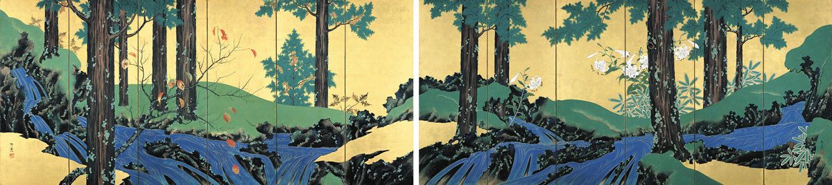カジュアル美術館＞鈴木其一 重要文化財《夏秋渓流図屛風》 尾形光琳