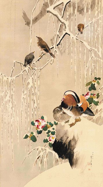 これぞイチオシ！渡辺省亭 （4）若冲に対抗「雪中鴛鴦之図」：東京