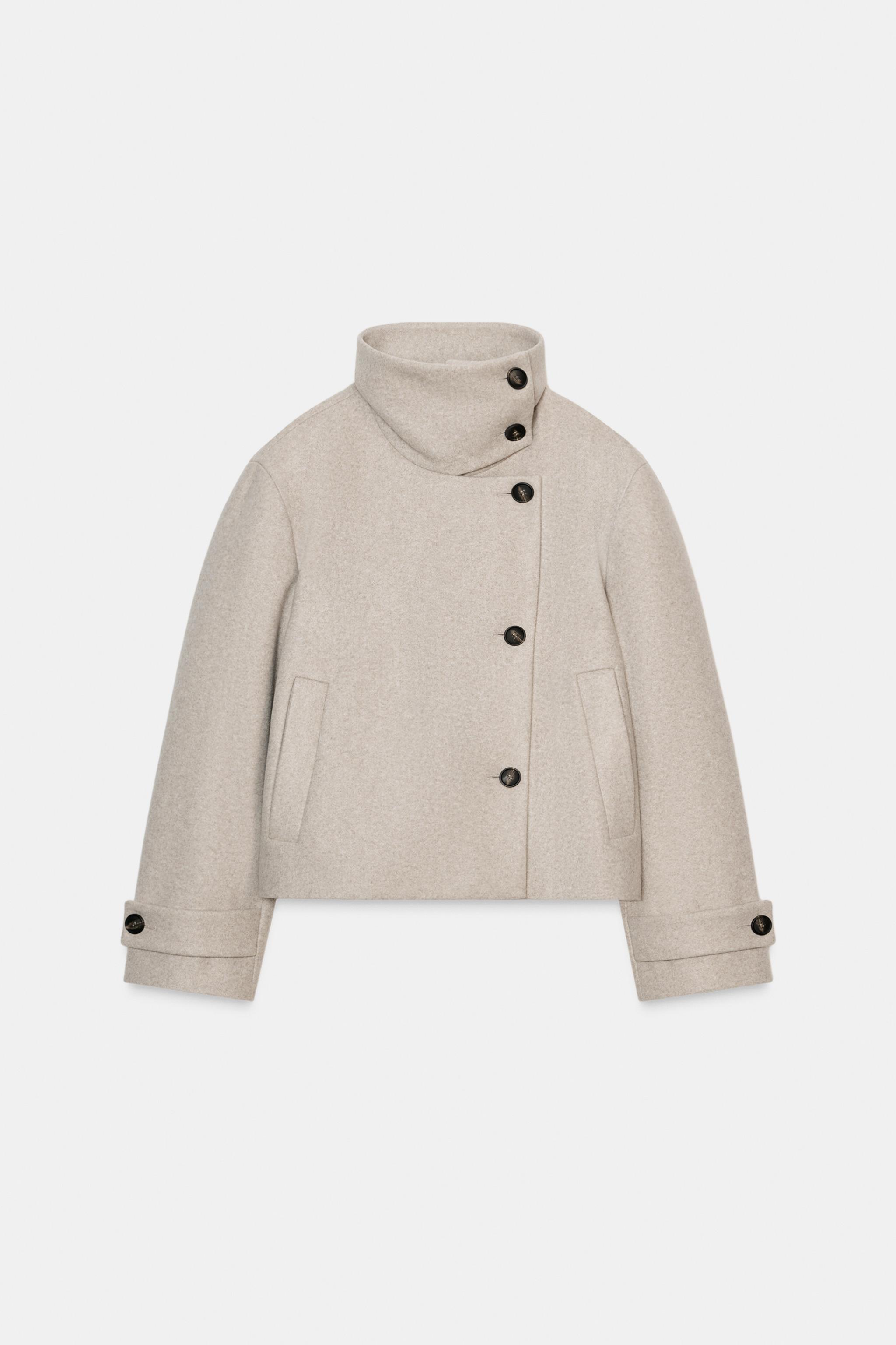 SHORT HIGH NECK COAT - Beige | ZARA Canada