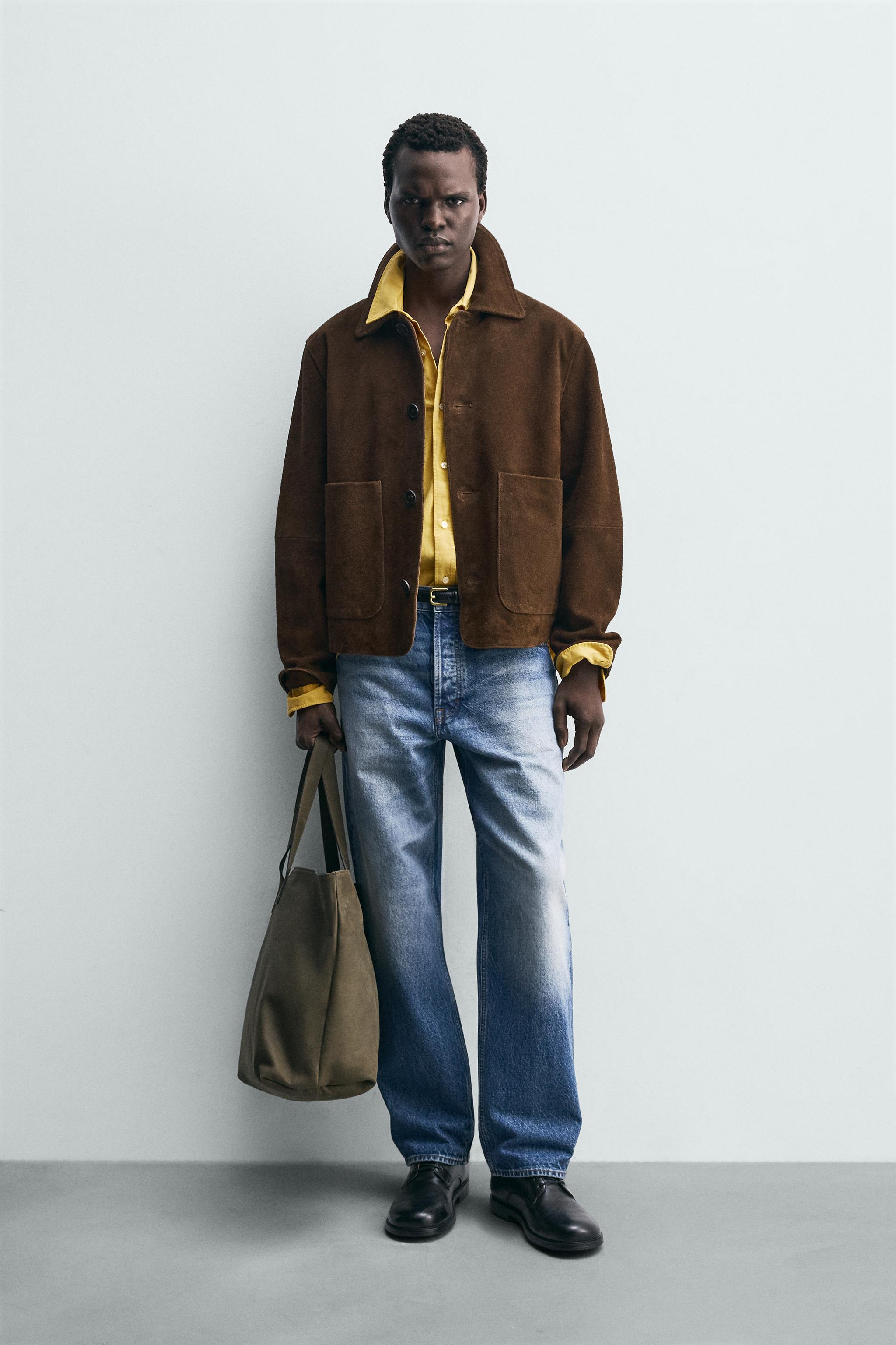 スエードレザー ジャケット - ダークブラウン | ZARA Japan / 日本