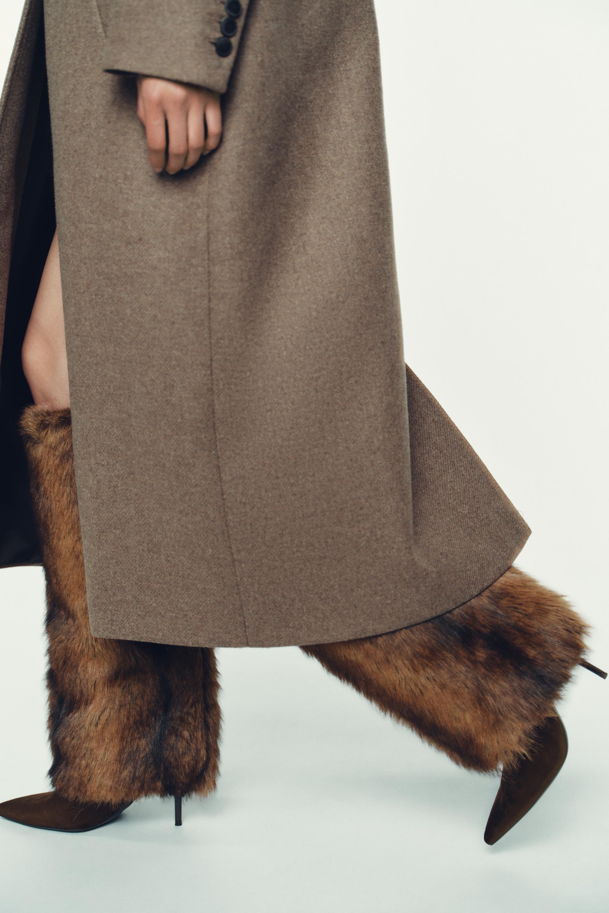 FAUX FUR HEELED BOOTS - Light beige | ZARA United Kingdom