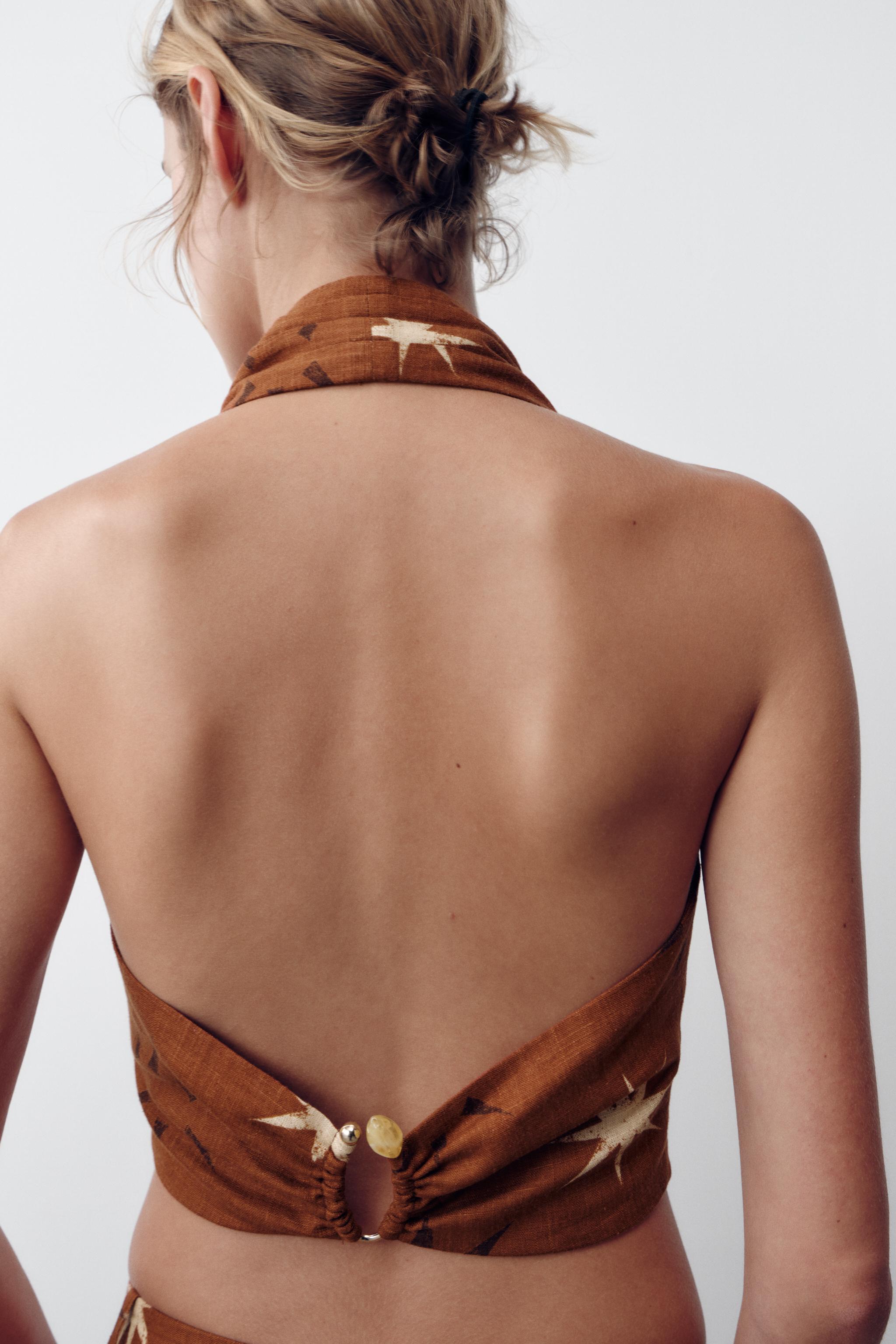 SUN PRINT LINEN TOP - Terracotta | ZARA United States