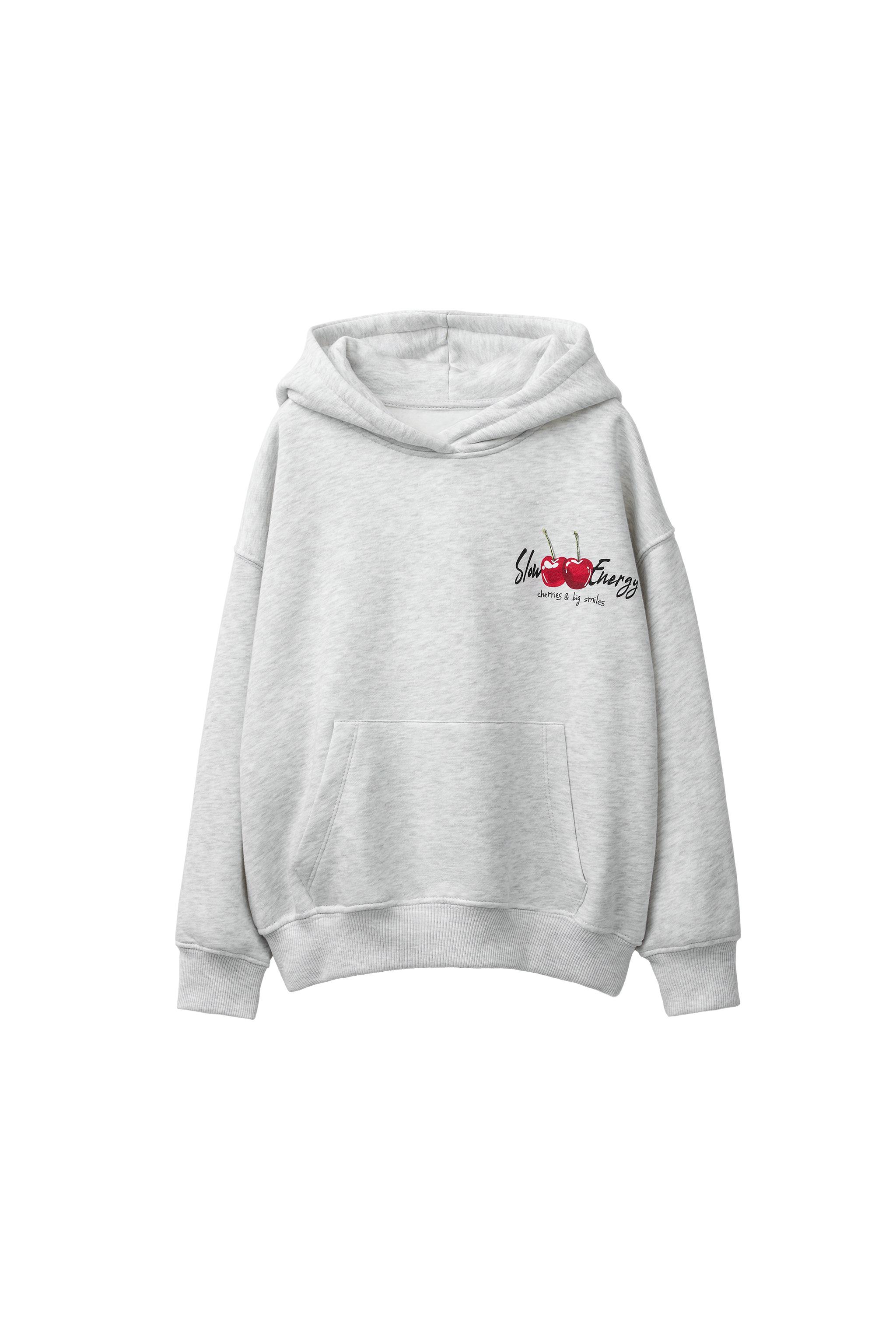 CHERRY HOODIE SWEATSHIRT - Gray marl | ZARA Canada