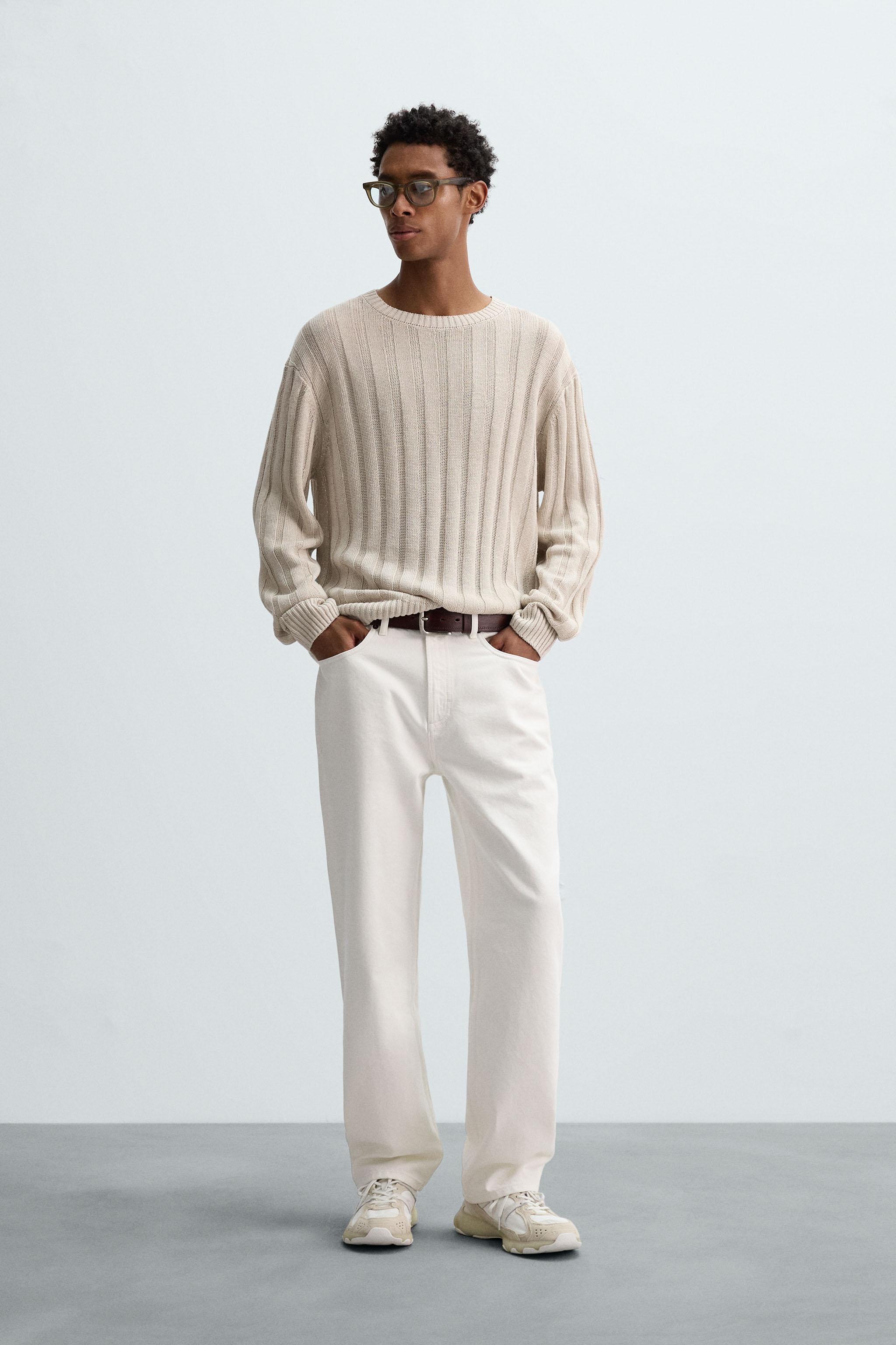 100% LINEN RIBBED SWEATER - Stone | ZARA United States