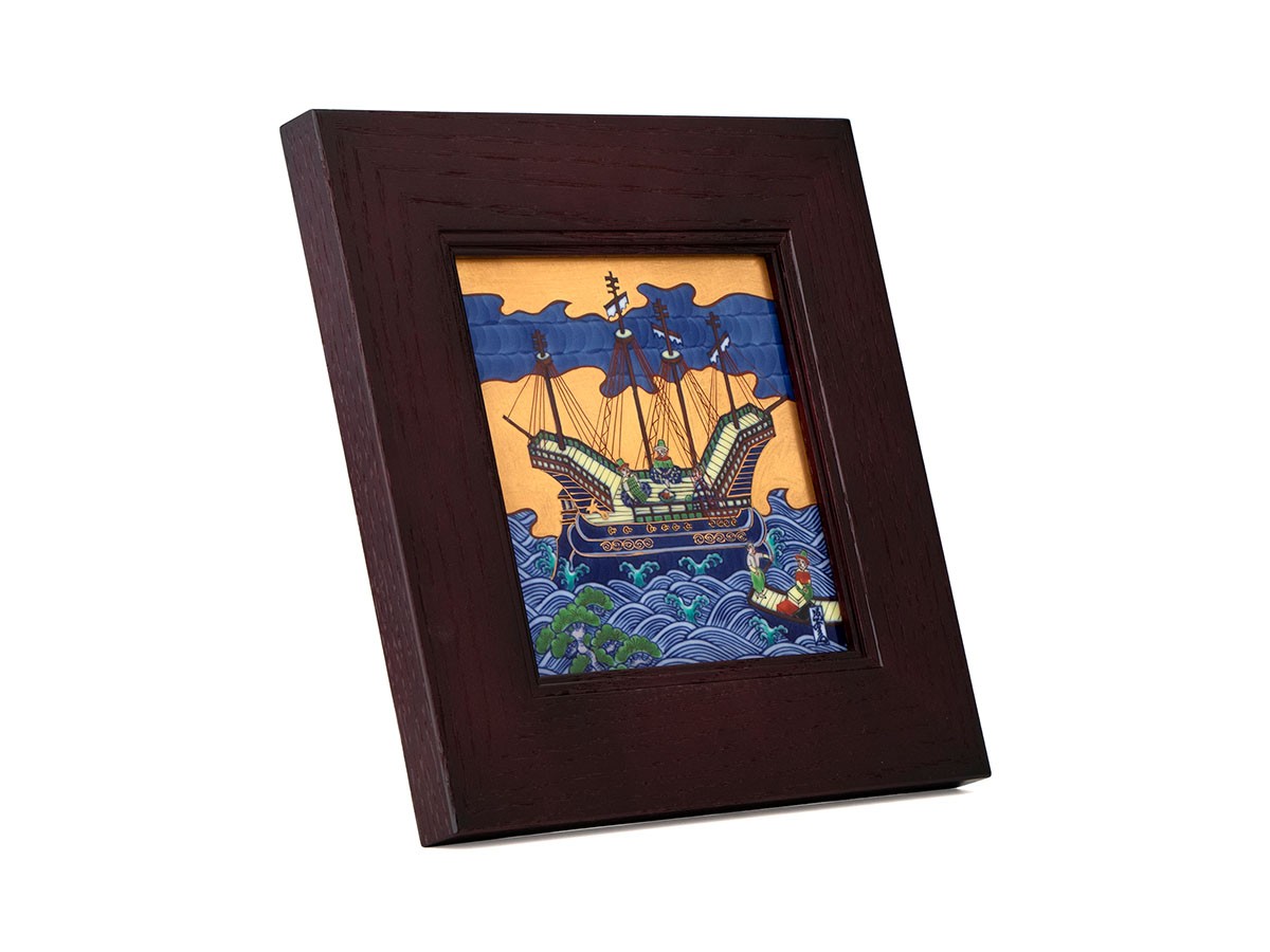 源右衛門窯 染錦和蘭交易図 陶額 / げんえもんがま 染錦和蘭交易図 陶