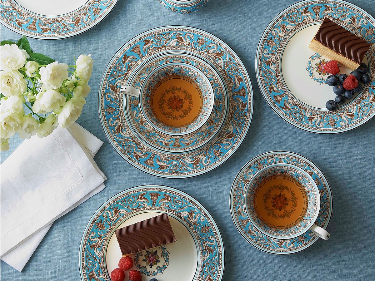 WEDGWOOD FLORENTINE TURQUOISE TEACUP & SAUCER / ウェッジウッド
