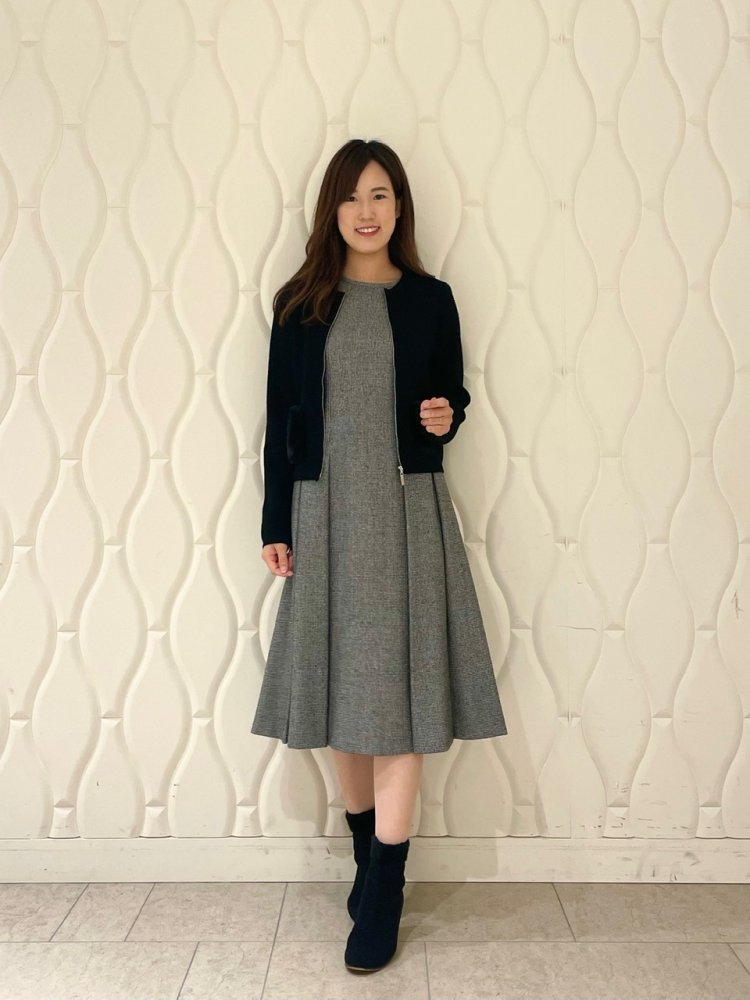 千鳥柄ワンピで魅せる！エレガントなブラックコーデ＠阪急うめだ本店