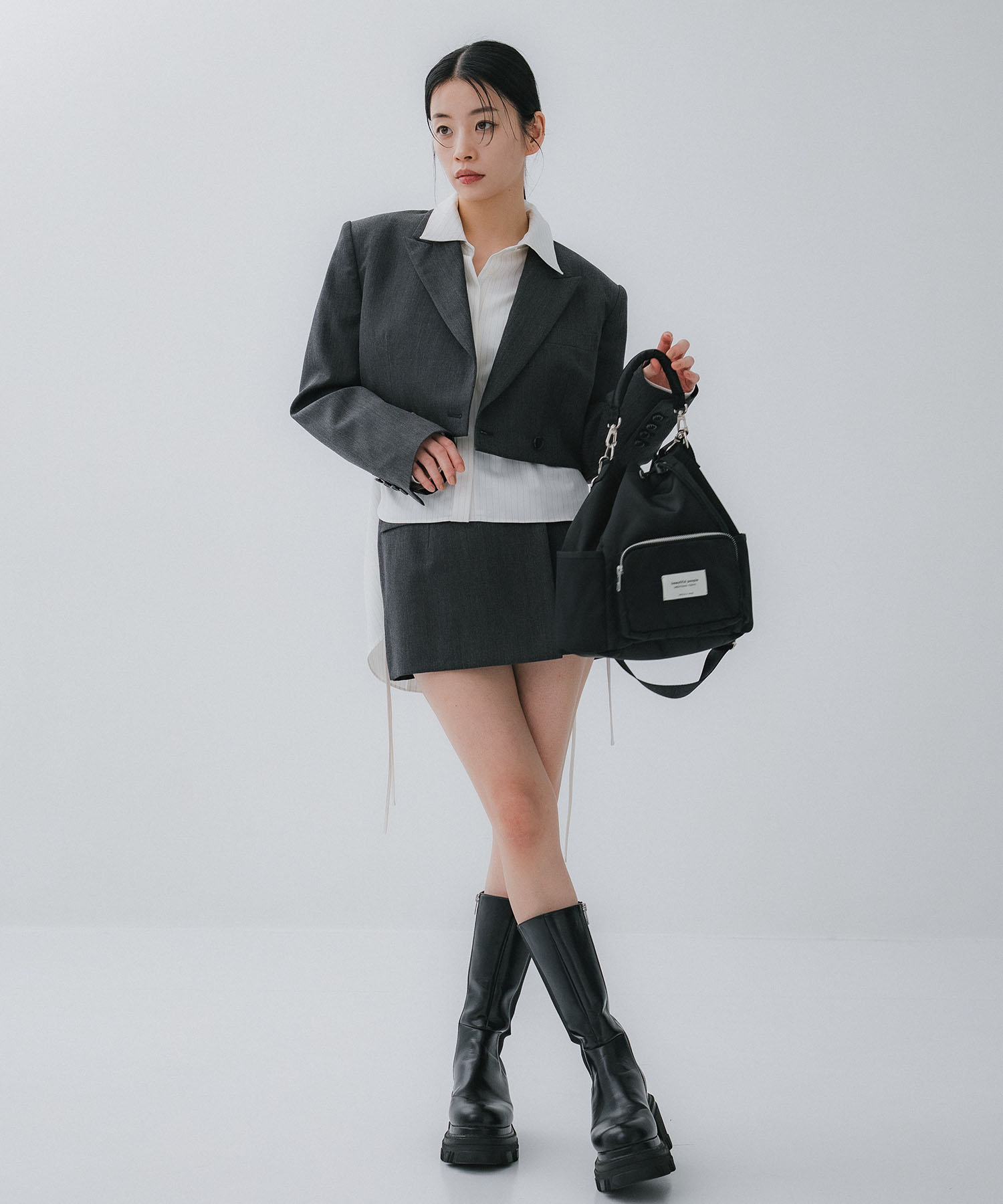 別注ナイロン巾着バッグ(FREE BLACK): beautiful people: WOMENS