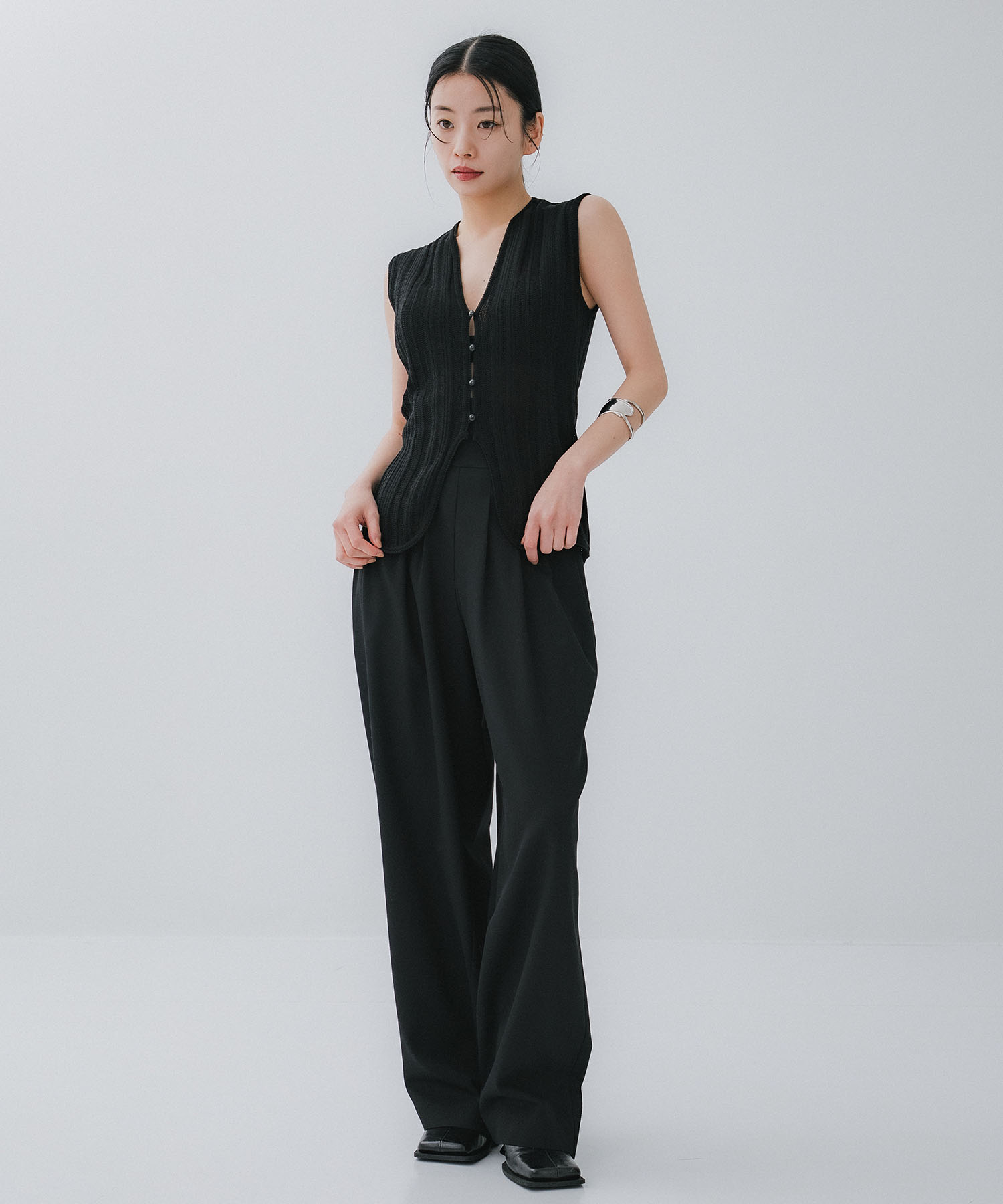 Drop Jacquard Knitted Vest(1 BLACK): Mame Kurogouchi: WOMENS