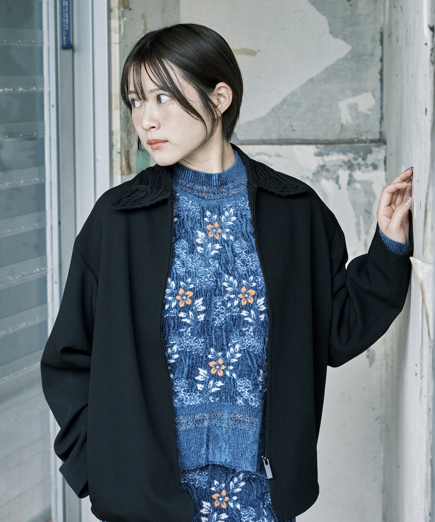 Wool Venetian Embroidery Collar Jacket(1 BLACK): Mame Kurogouchi