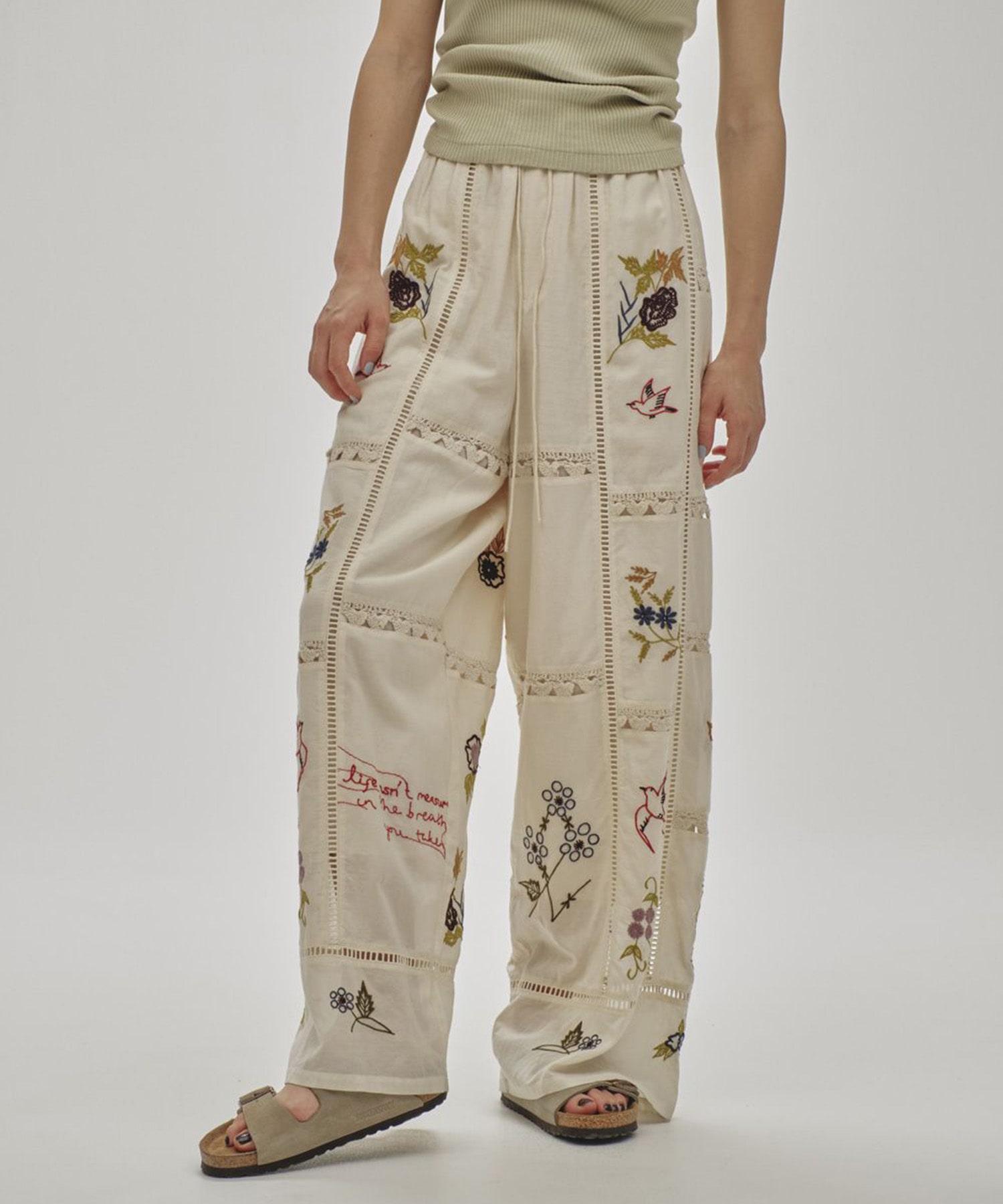 Embroidery Patchwork Trousers(36 ECRU): TODAYFUL: WOMENS