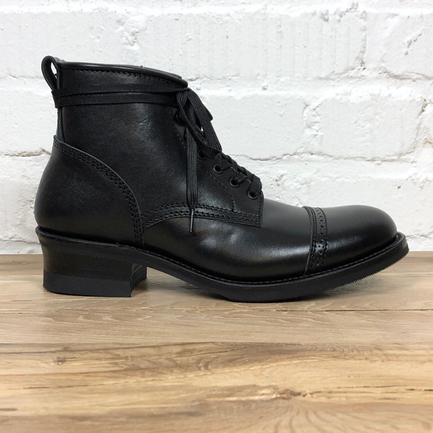 black horsehide cap toe lace-up boots | addict clothes x stuf|f