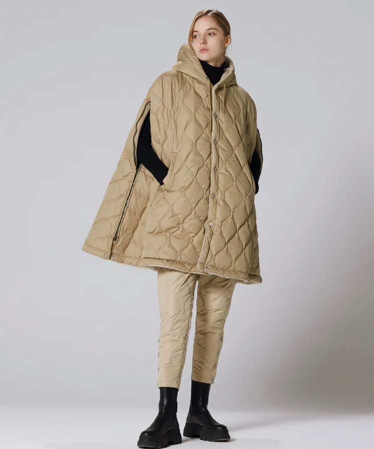 ミリタリー ダウンケープ / コヨーテ×ベージュ [TAION-CPML-1]