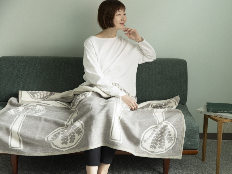 KLIPPAN/mina perhonen シュニールコットン ハーフブランケット FOREST