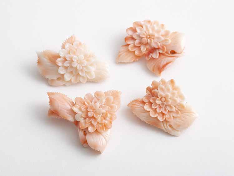 高知の珊瑚ブローチ大 ダリアC -【当店限定】すべて1点もの、高知から