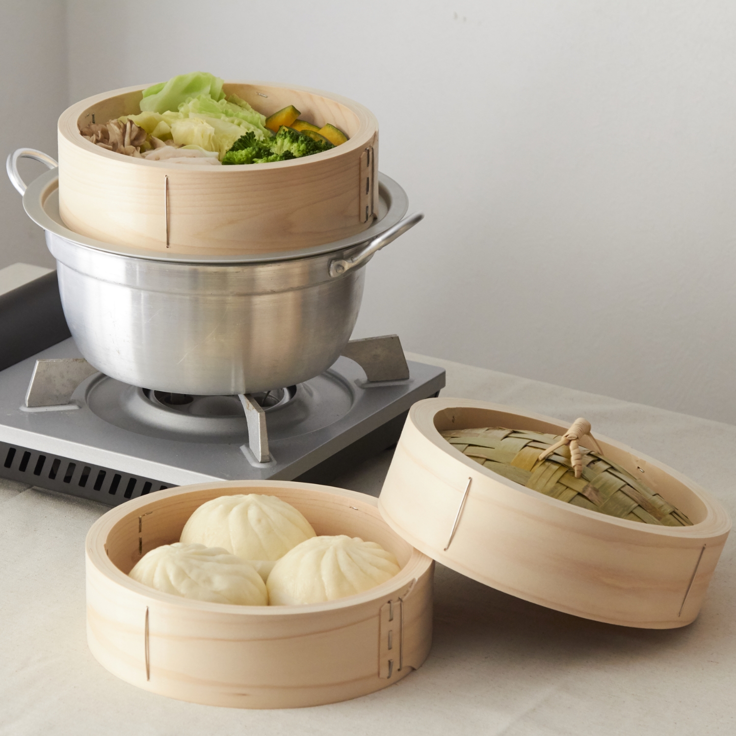 山一/中華せいろ 身 21cm -蒸し野菜も絶品に！丈夫で長持ちする、国産